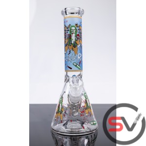 PICKLE RICK GLASS BEAKER WATER PIPE 10inch (GLOW IN DARK)